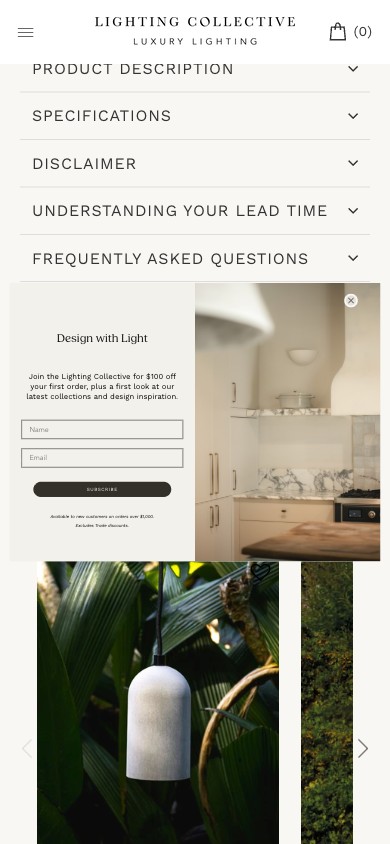 Lighting Collective PDP — spec details surfaced inline