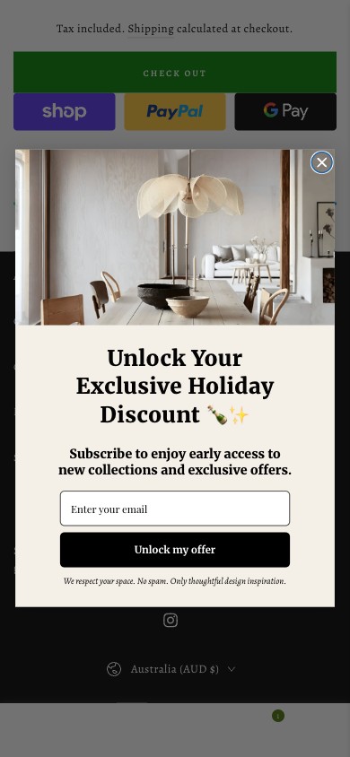 Hugbel cart — Shop Pay / PayPal / GPay but no AfterPay or Klarna